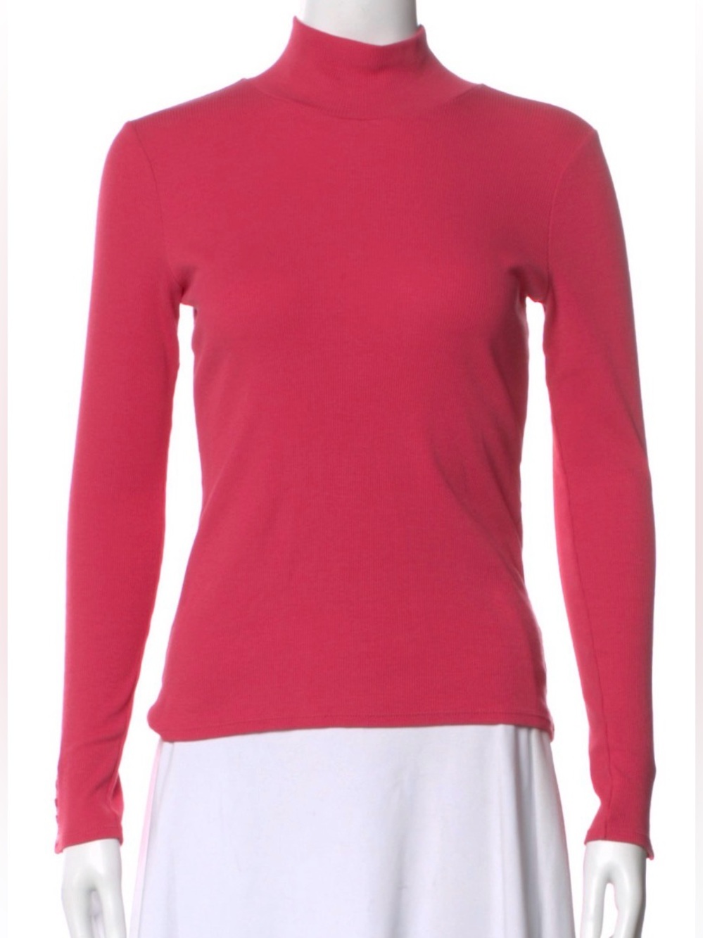 Sezane Rose Pink Mock Neck Long Sleeve Top